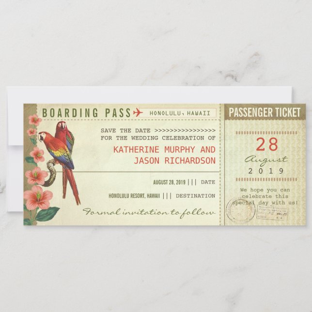 boarding pass save the date tickets (Front)