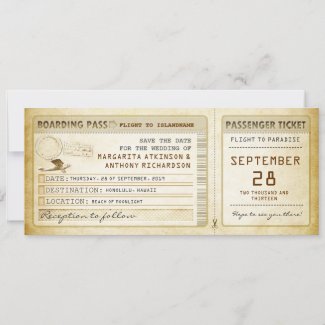boarding pass save the date tickets with plane