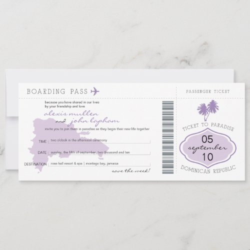 Boarding Pass Save the Date to Dominican Republic