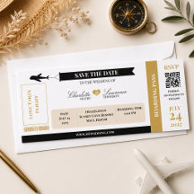 Boarding Pass Save the Date Wedding Invitation