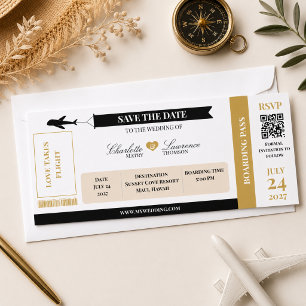 Boarding Pass Save the Date Wedding Invitation  Raffle Tickets