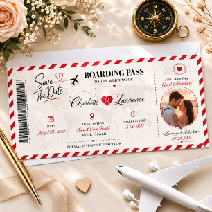 Boarding Pass Save the Date Wedding Invitation  Raffle Tickets