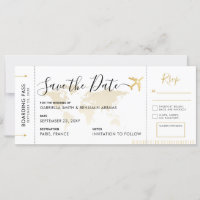 Boarding Pass Save the Date with Attached RSVP