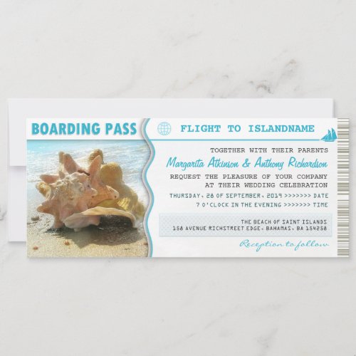 boarding pass ship boat ticket wedding invitations