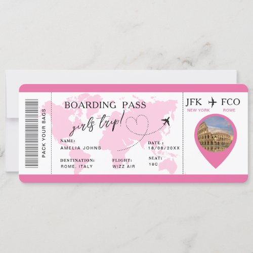 Boarding Pass Surprise Airline Ticket Girls Trip Invitation