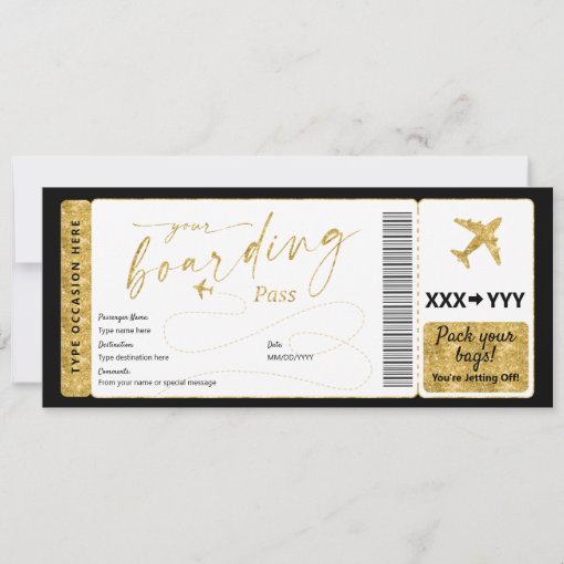 Boarding Pass Surprise Fake Airline Ticket Invitation | Zazzle