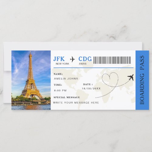 Boarding Pass Surprise Trip Airline Ticket  Invitation