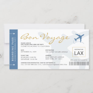 Boarding Pass Ticket Bon Voyage Party Invitation