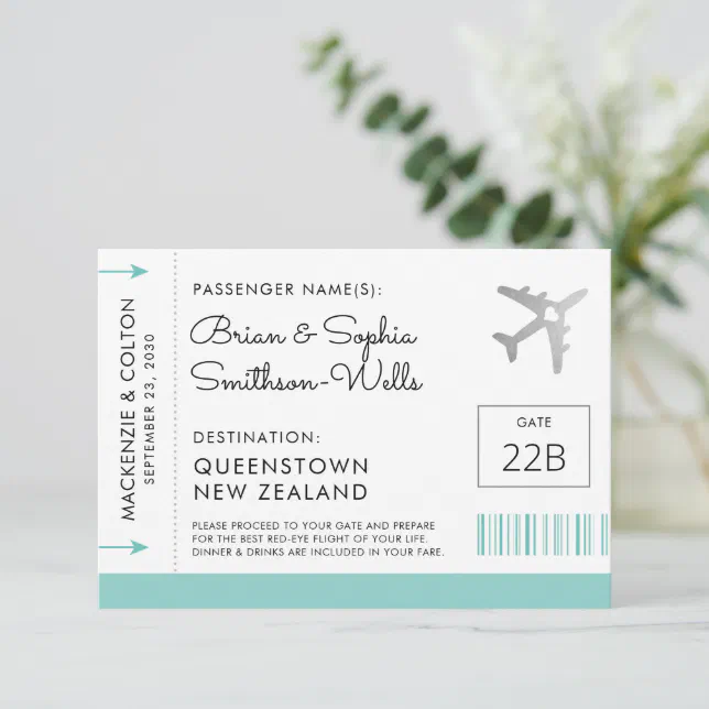 Boarding Pass Ticket Individual Escort Place Cards | Zazzle