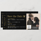 Boarding Pass Ticket Photo Wedding Save the Date  (Front/Back)
