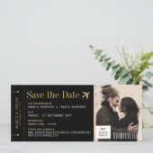 Boarding Pass Ticket Photo Wedding Save the Date  (Standing Front)