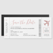 Boarding Pass Ticket Save the Date Magnet Pink (Front/Back)