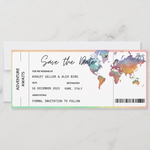  Boarding Pass Ticket Save The Date With Photo Invitation