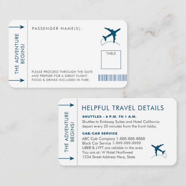 Boarding Pass Ticket Style Place Card - Any Event | Zazzle