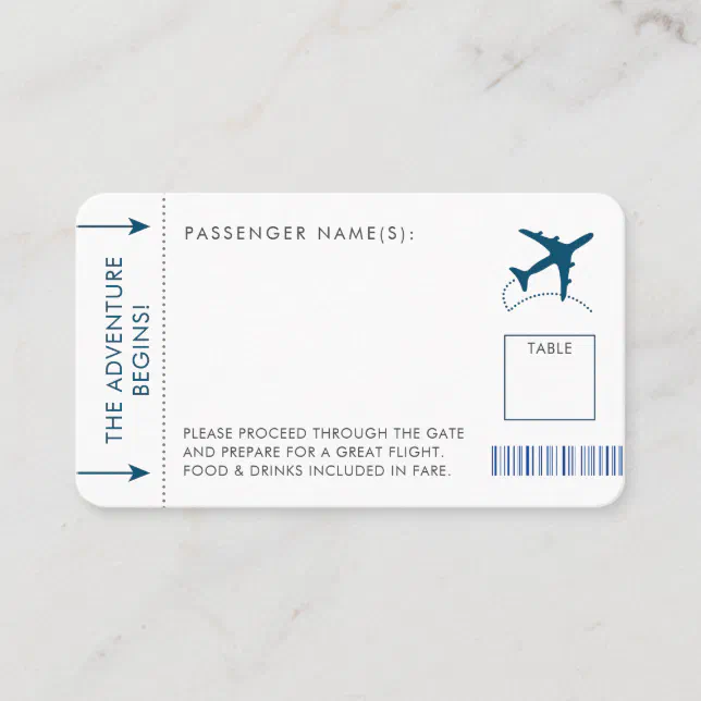 Boarding Pass Ticket Style Place Card - Any Event | Zazzle