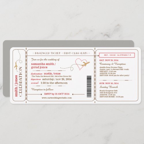 Boarding Pass Ticket Wedding Invitation