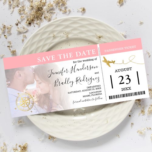 Boarding Pass Tickets  Save the Date Photo Invitation