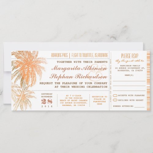 boarding pass tickets wedding invites with RSVP