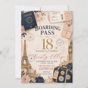 Boarding Pass to 18 Birthday Party Invitation