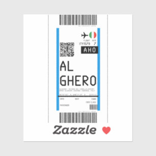 Boarding pass to Alghero Sardinia (AHO) Sticker
