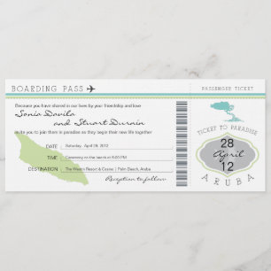 Boarding Pass to Aruba Wedding Invitation