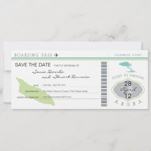 Boarding Pass to Aruba Wedding Invitation