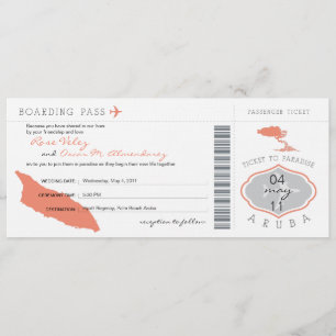 Boarding Pass to Aruba Wedding Invitation