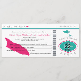 Boarding Pass to Aruba Wedding Invitation