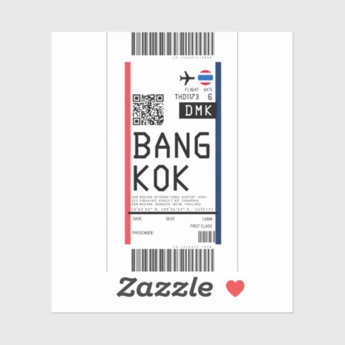 Boarding pass to Bangkok DMK Sticker