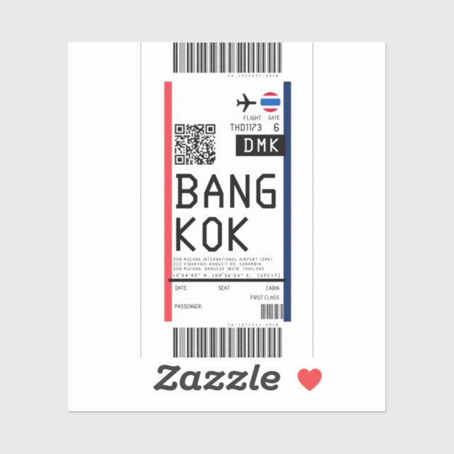 Boarding pass to Bangkok (DMK) Sticker (Sheet)