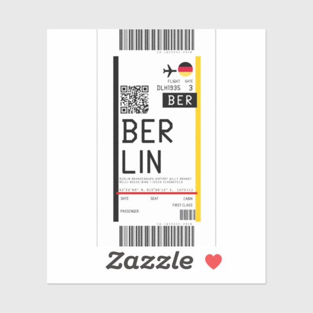 Boarding pass to Berlin (BER) Sticker (Sheet)