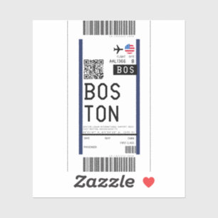 Boarding pass to Boston (BOS) Sticker