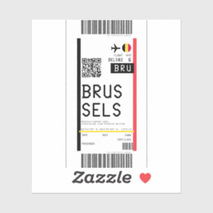 Boarding pass to Brussels (BRU) Sticker