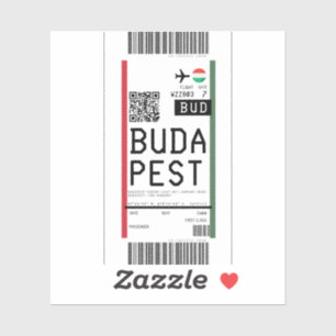 Boarding pass to Budapest (BUD) Sticker