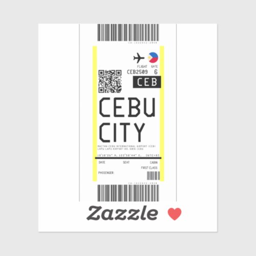 Boarding pass to Cebu City CEB Sticker