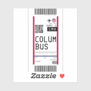 Boarding pass to Columbus (CMH) Sticker