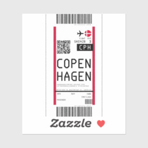 Boarding pass to Copenhagen (CPH) Sticker