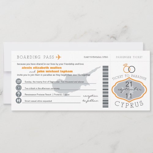 Boarding Pass to Cyprus Wedding Invitation