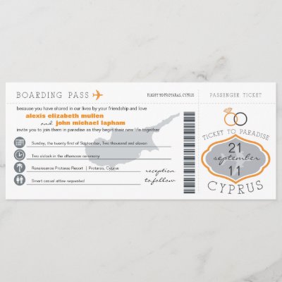 Boarding Pass to Cyprus Wedding Invitation