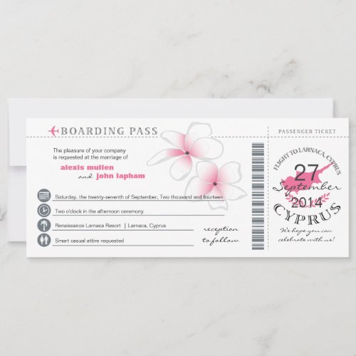 Boarding Pass to Cyprus Wedding Invitation