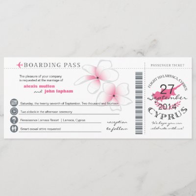 Boarding Pass to Cyprus Wedding Invitation