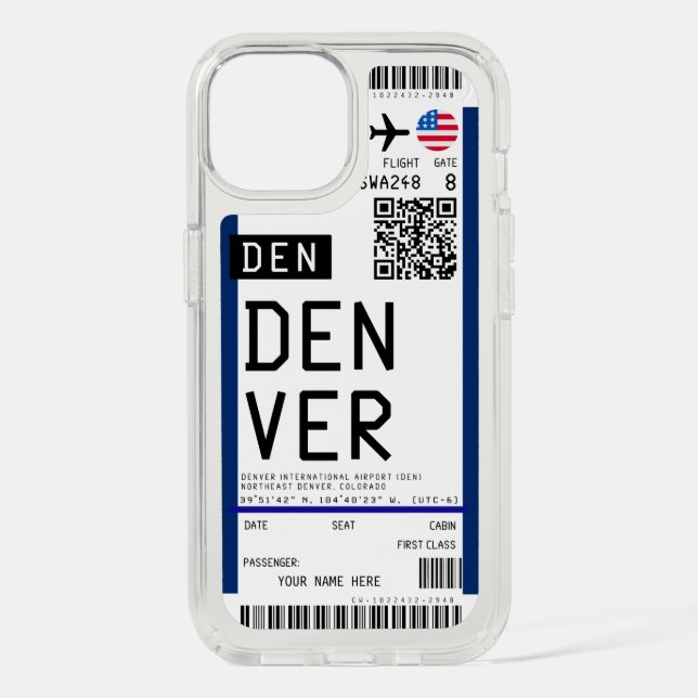 Boarding pass to Denver (DEN) Custom Name case (Front)