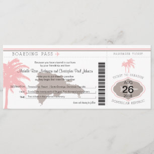 Boarding Pass to Dominican Republic Brown & Pink Invitation