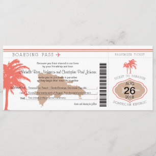Boarding Pass to Dominican Republic Wedding Invitation
