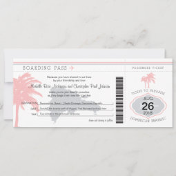 Boarding Pass to Dominican Republic Wedding Invitation | Zazzle