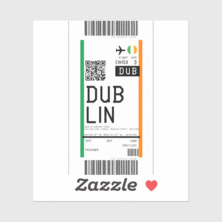 Boarding pass to Dublin (DUB) Sticker