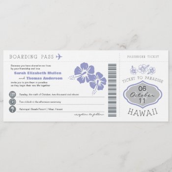 Boarding Pass To Hawaii Wedding Invitation by labellarue at Zazzle