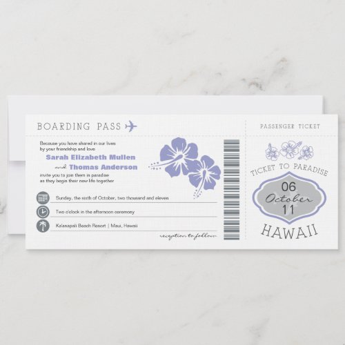 Boarding Pass to Hawaii Wedding Invitation