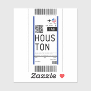 Boarding pass to Houston (IAH) Sticker