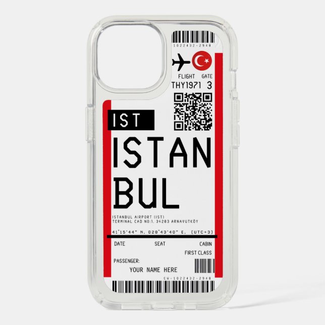 Boarding pass to Istanbul (IST) Custom Name case (Front)